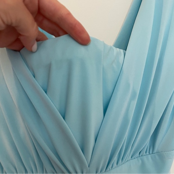 WHBM Genius Chiffon Convertible Caspian Gown SZ 4 Blue Maxi Dress - Picture 7 of 16